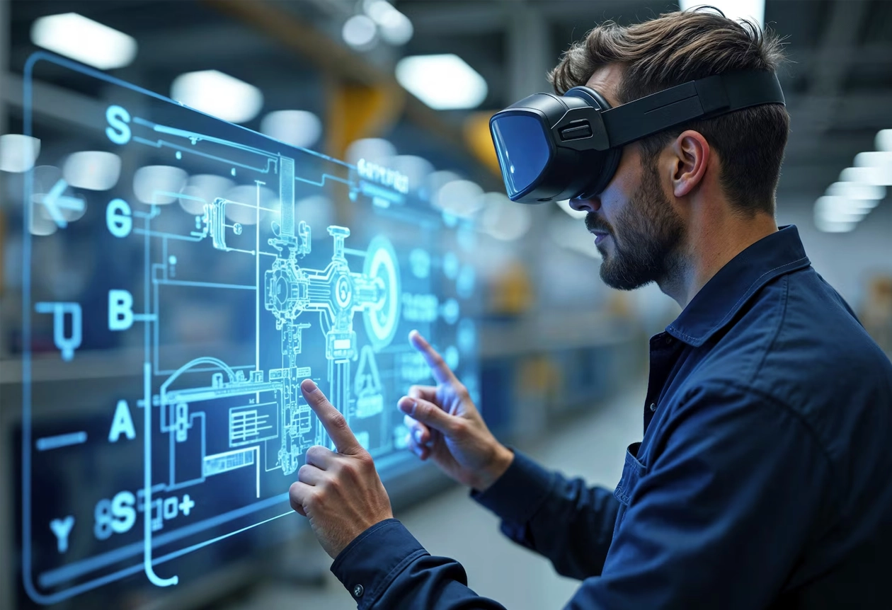 VR headset showing AIBN engineering and platform curation services.