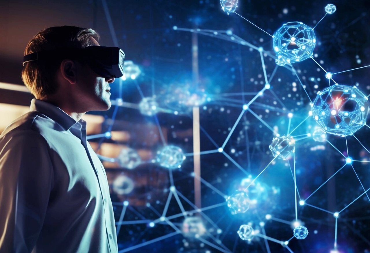 VR headset showing AIBN global platform curation services.