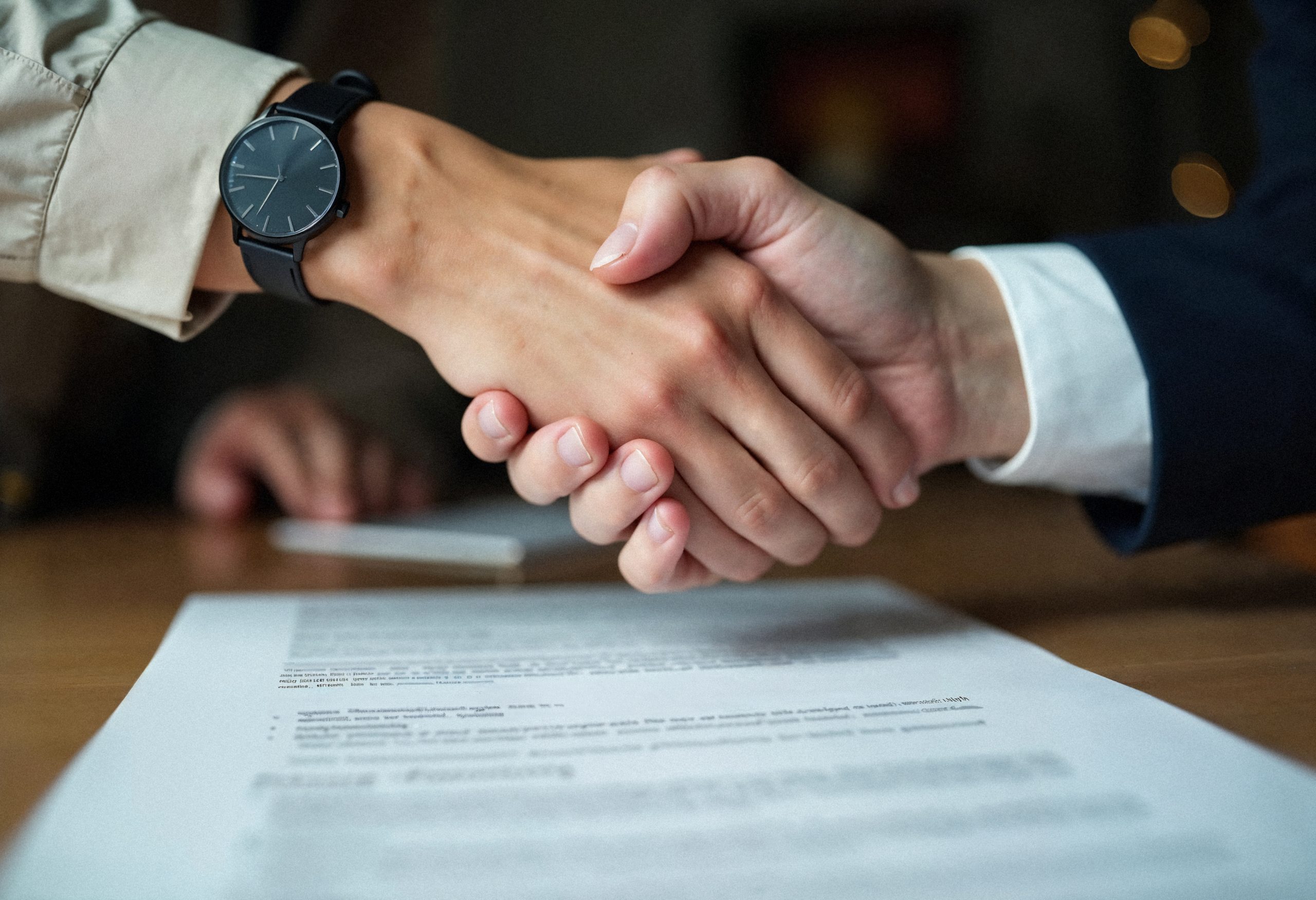 AIBN helps close business deals with a handshake and contract.