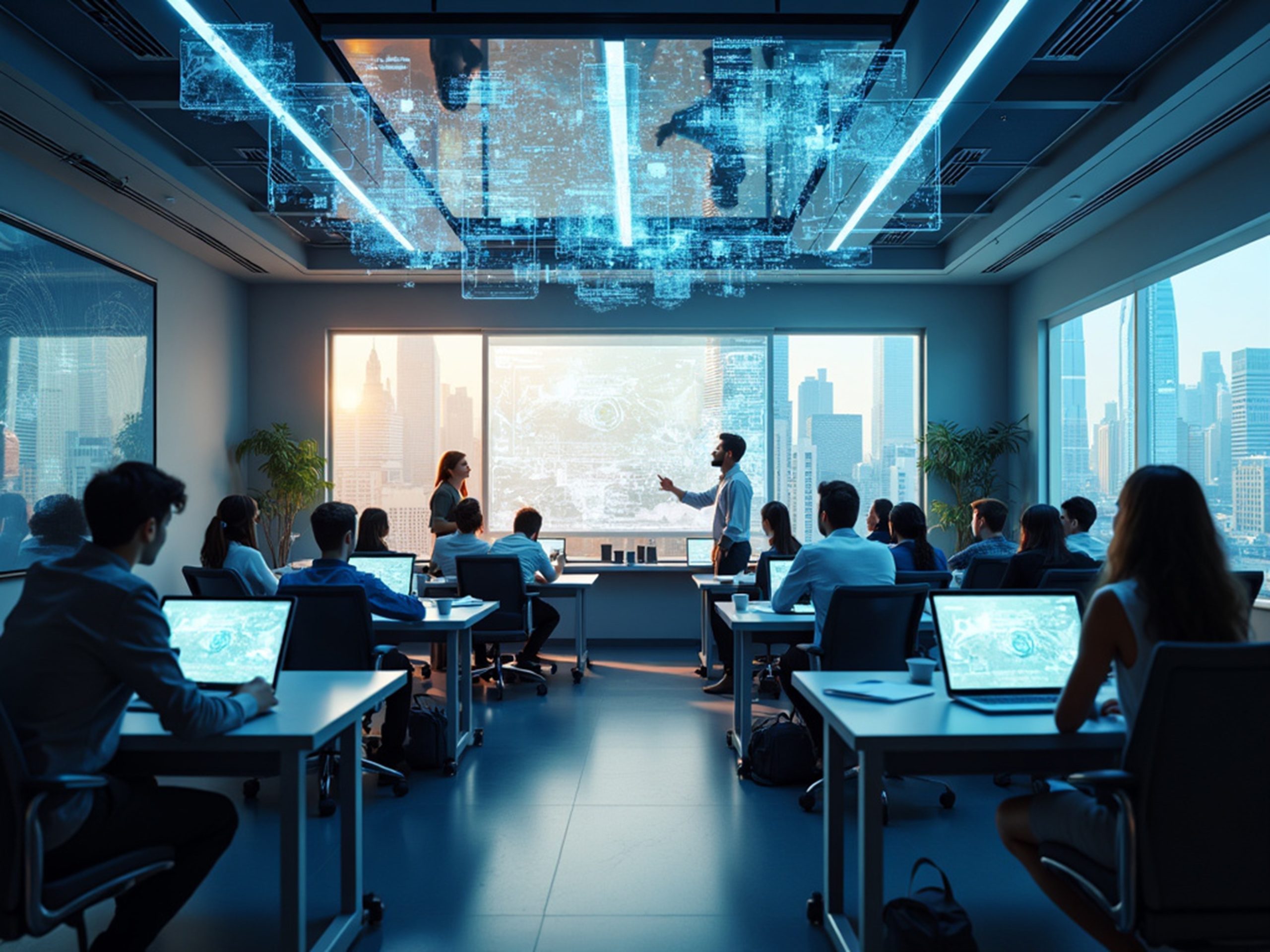 The AIBN team giving a presentation in a modern conference room.